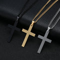 HNSP Minimalist Solid Cross Necklace 316L Stainless Steel Waterproof Cross Pendant For Men Women Black Silver Gold