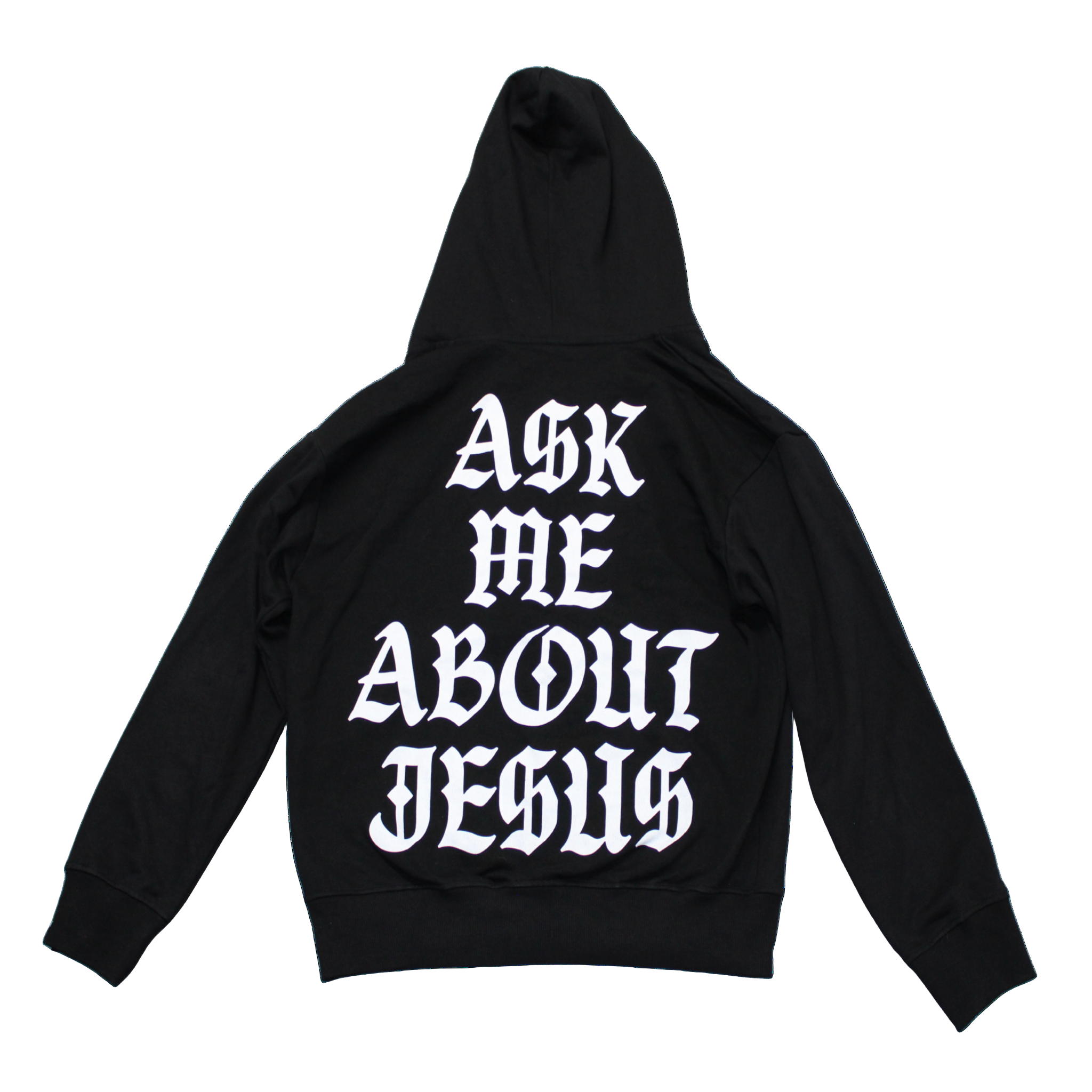 "ASK ME ABOUT JESUS" ZIP-UP HOODIE